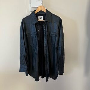 Zara Unisex Black Faux Leather Jacket